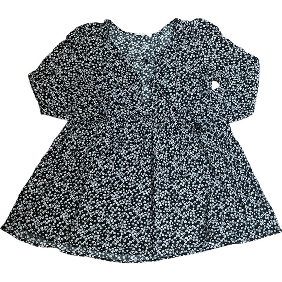 L.A. Hearts Black White Daisy Floral Double Tie Tunic Top Size Small - Picture 1 of 6